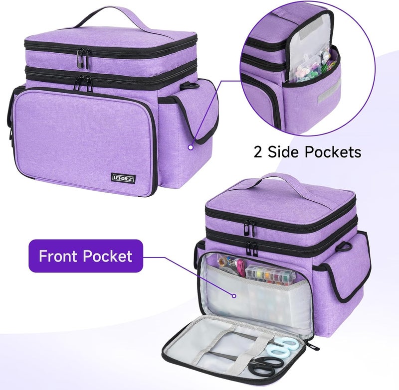 LEFORZ Sewing Supplies Organizer Storage Bag,Double-Layer Protable Travel Sewing Basket for Sew Accessories & Tools,Purple(Bag Only) - Image 5